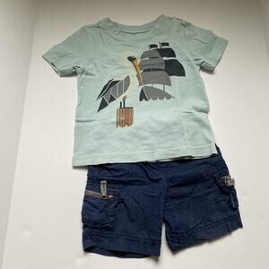 Pelican Graphic Shirt & Hanna Andersson Navy Shorts Summer Outfit